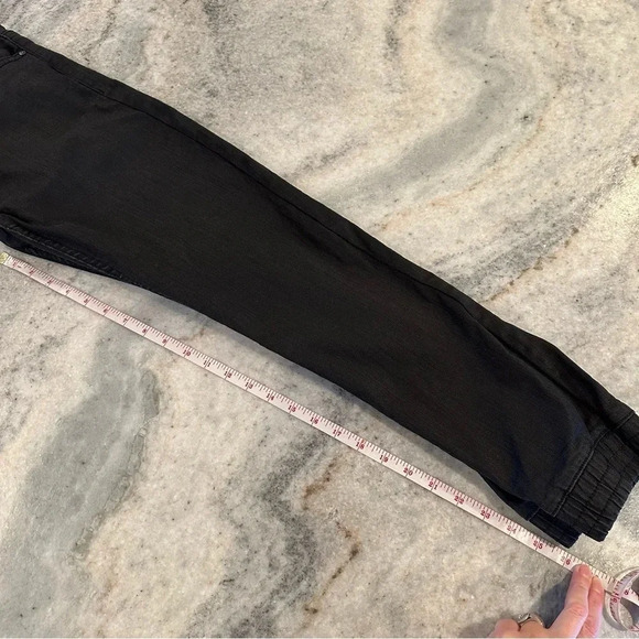 Kendall And Kylie Black Wax Coated Denim Drawstring Joggers Size Medium - Picture 9 of 10